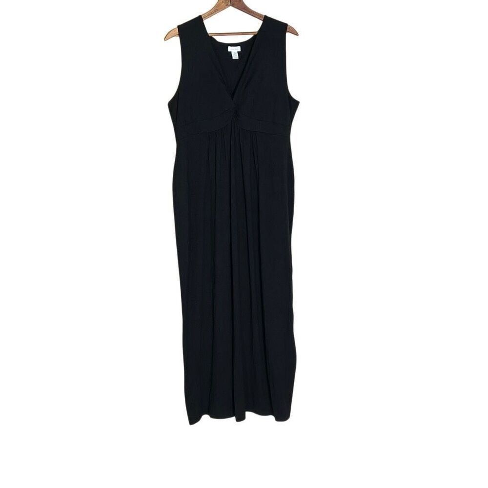 Chico's Black Sleeveless V-Neck Knot-front Maxi Dress - Picture 2 of 8